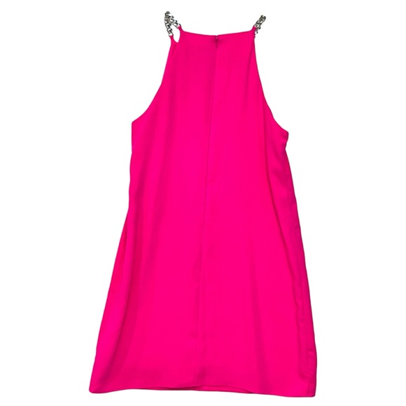 Lilly Pulitzer Adrienne Dress Hot Pink Gold/Chain Halter Zip/Back Sz 10 - Picture 6 of 13